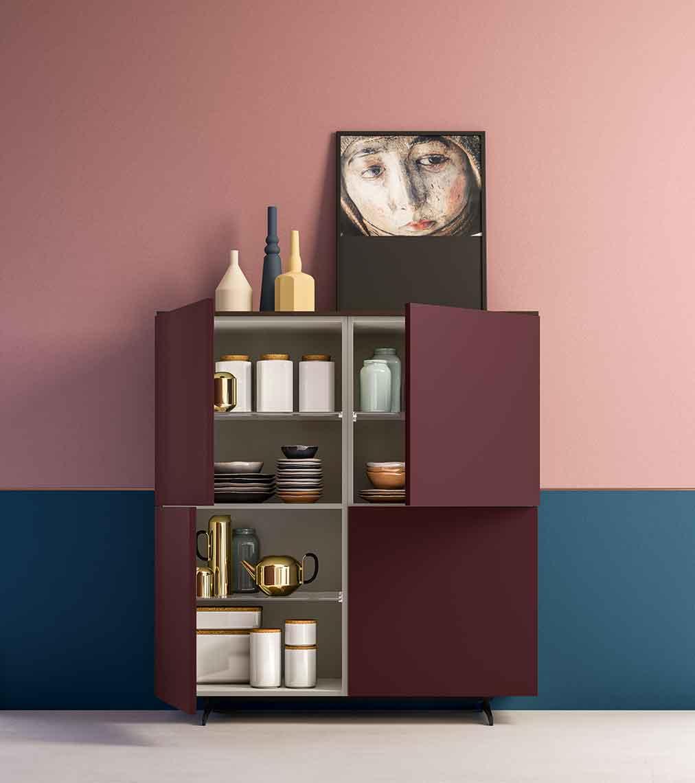 NOBEL Modular melamine sideboard with doors