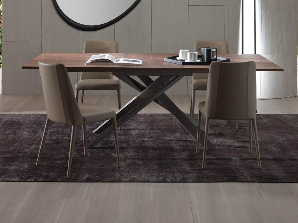 4X4 Extending rectangular steel and wood table