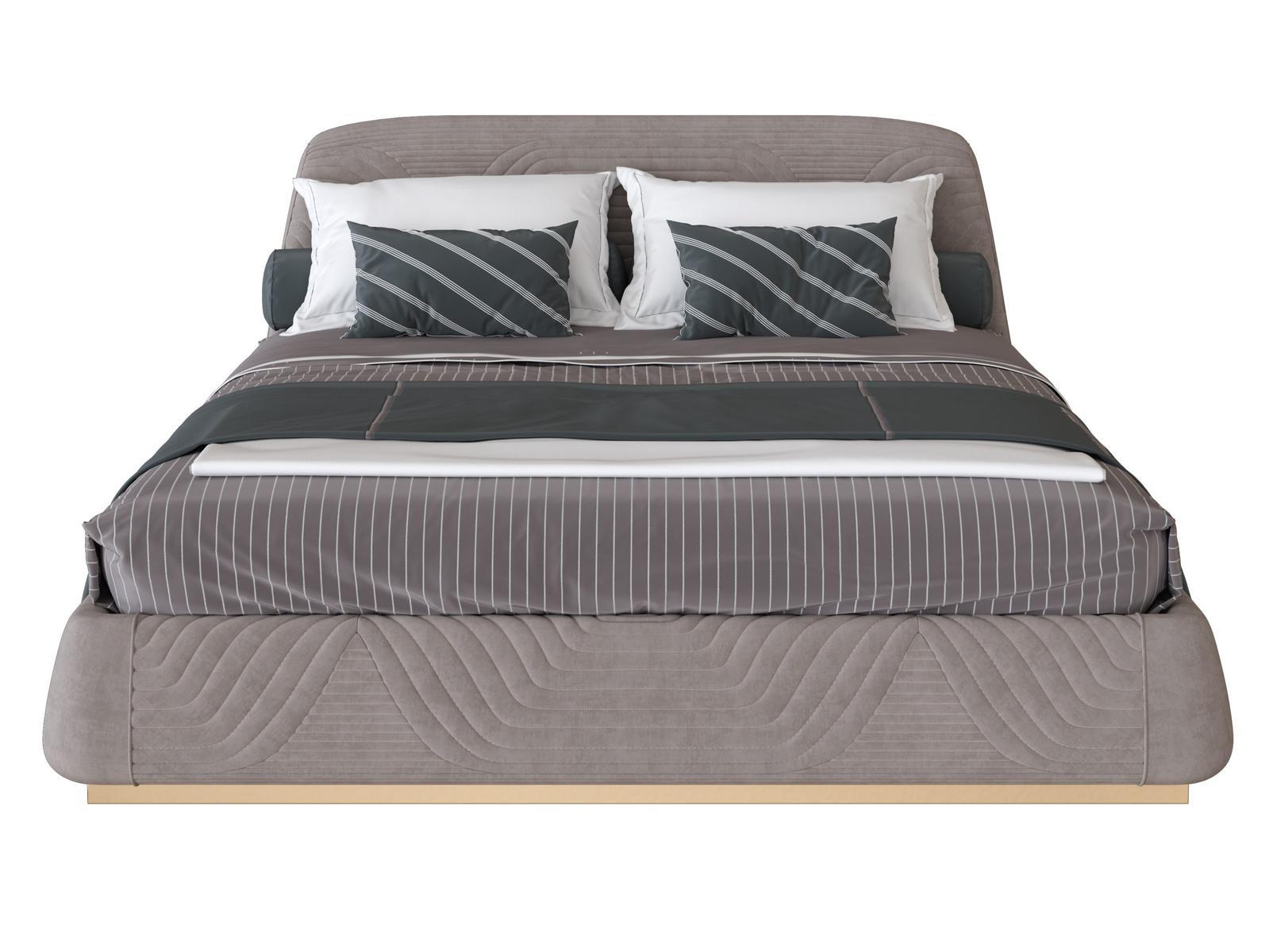AURORA Nabuk bed with upholstered headboard
