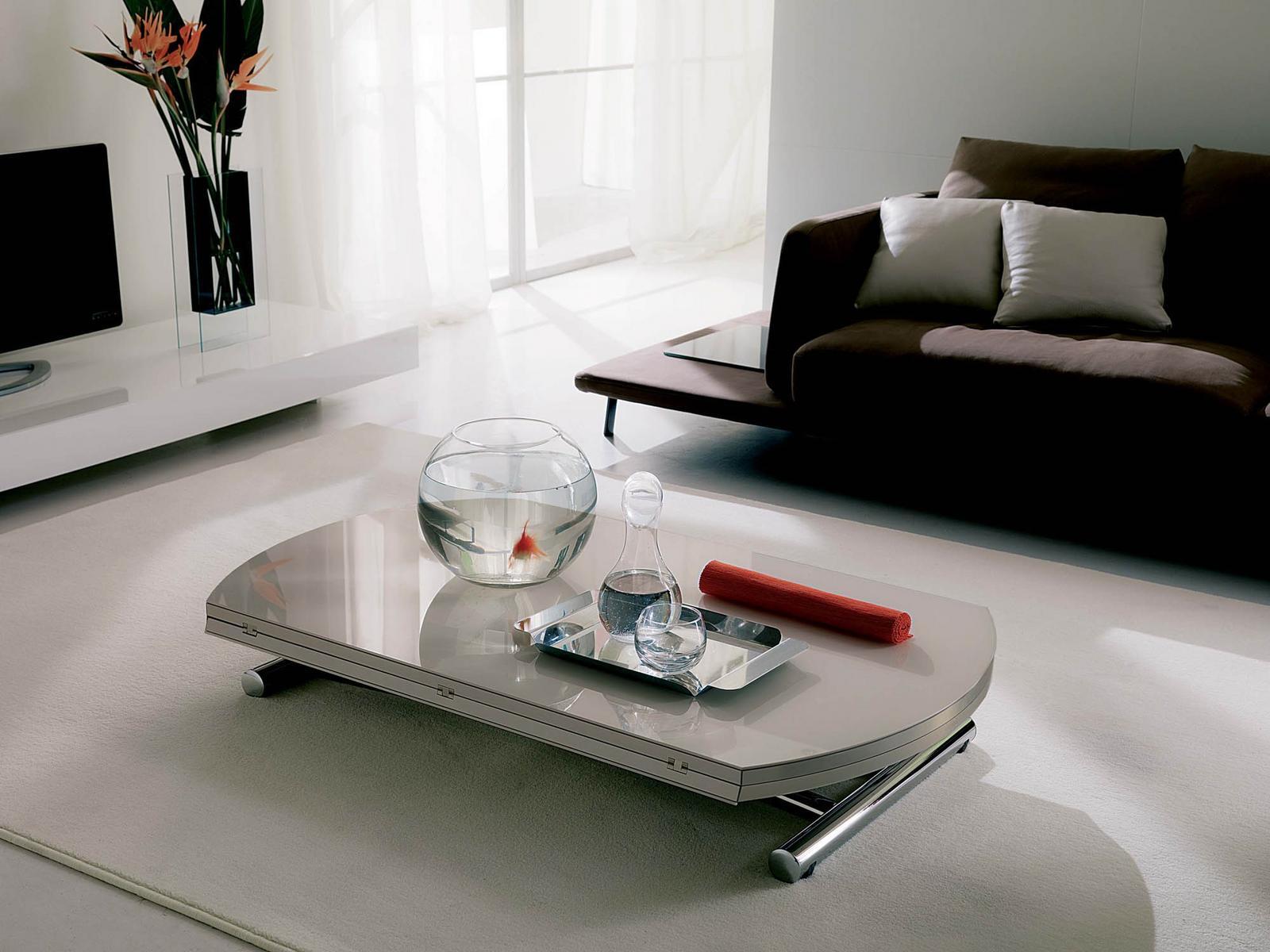 GLOBE CR Height-adjustable crystal coffee table