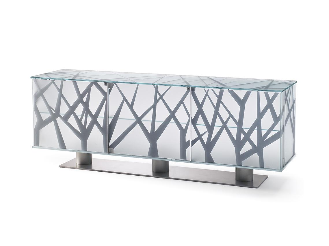 ONIS Wood and glass sideboard with drawers
