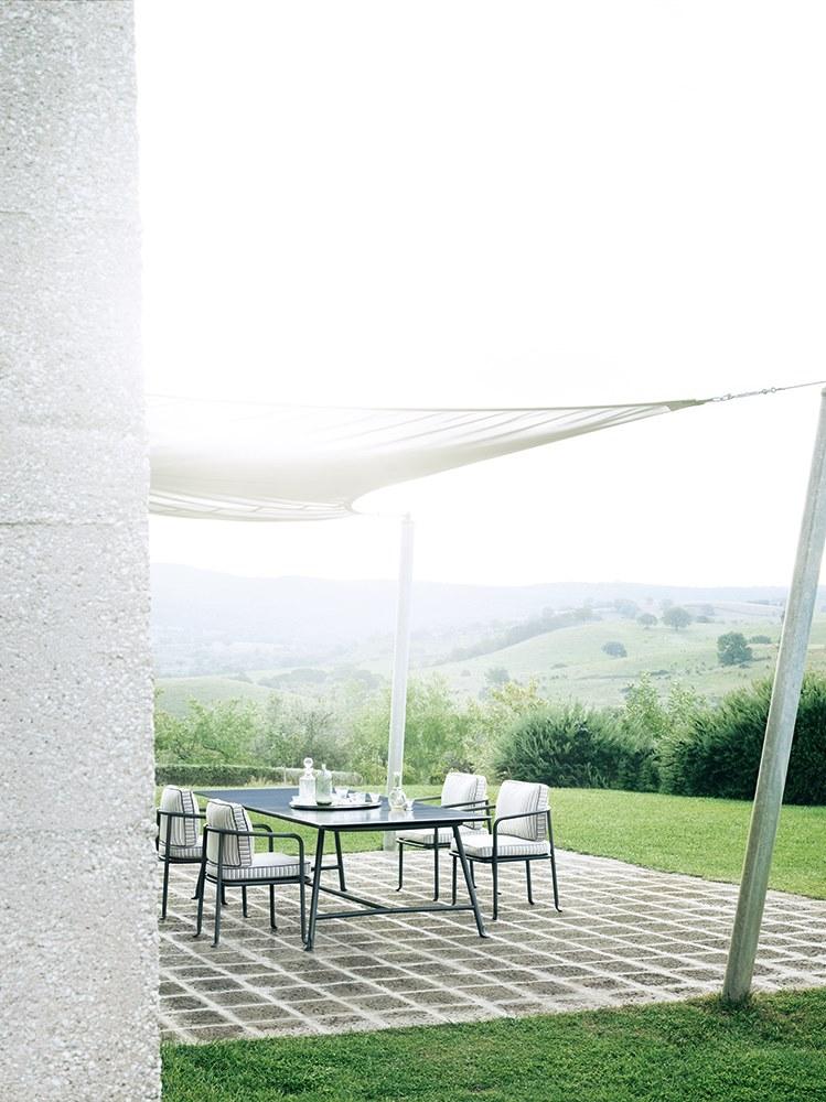 BOREA Upholstered fabric garden chair with armrests