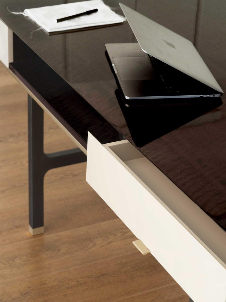 BOLIVAR Rectangular wooden writing desk with drawers