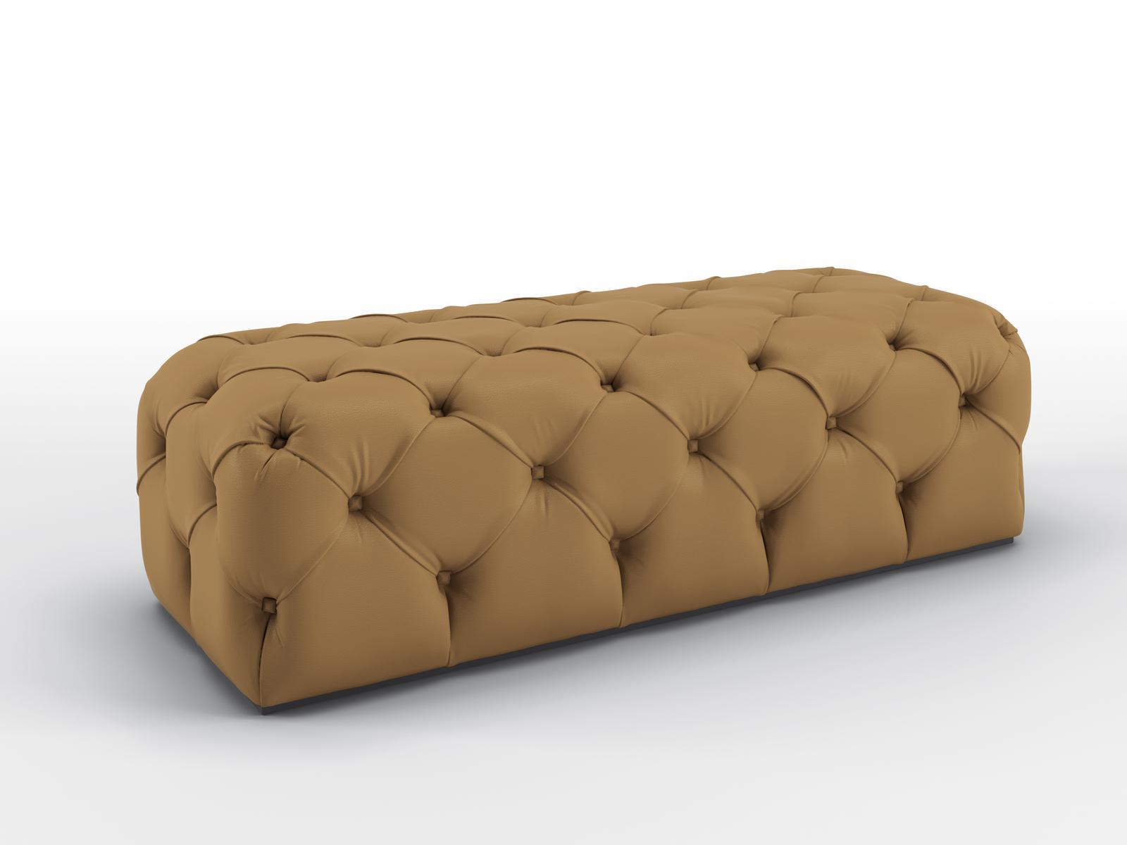 ADAM Tufted upholstered leather pouf