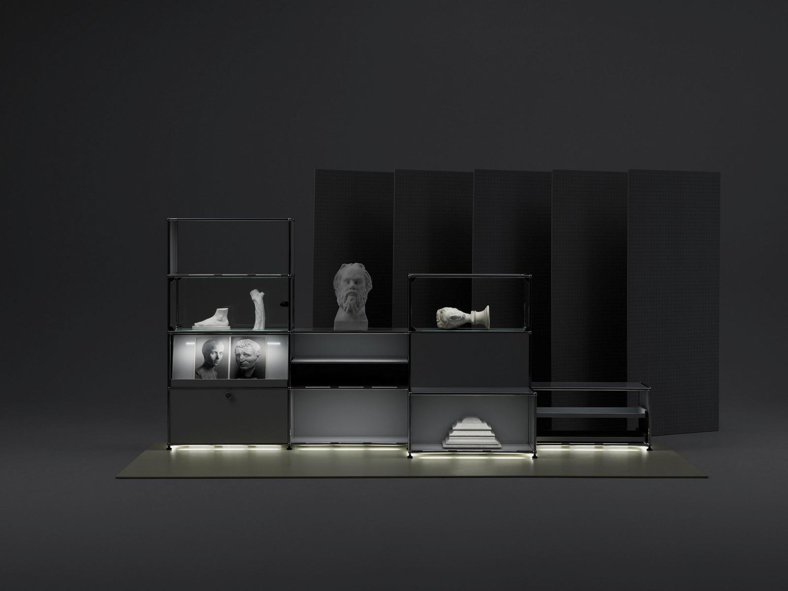 HALLER E Modular shelving unit with built-in lights