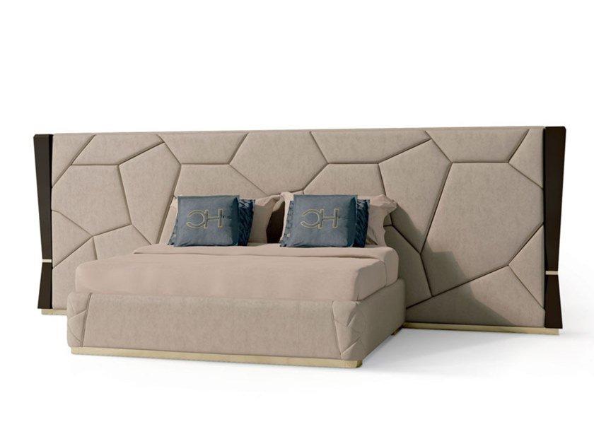 7589 Nabuk king size bed with upholstered headboard