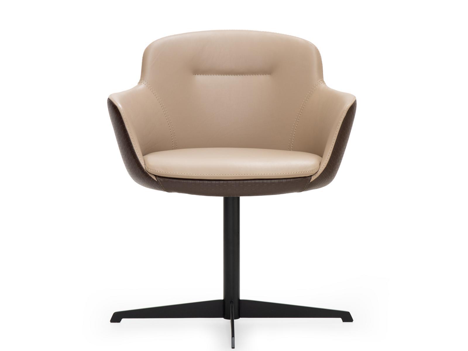 KOWLOON Swivel Deerskin easy chair with 4-spoke base