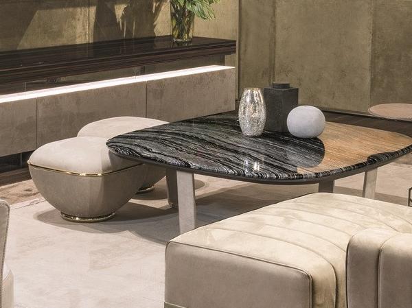 SIGMA Round leather pouf