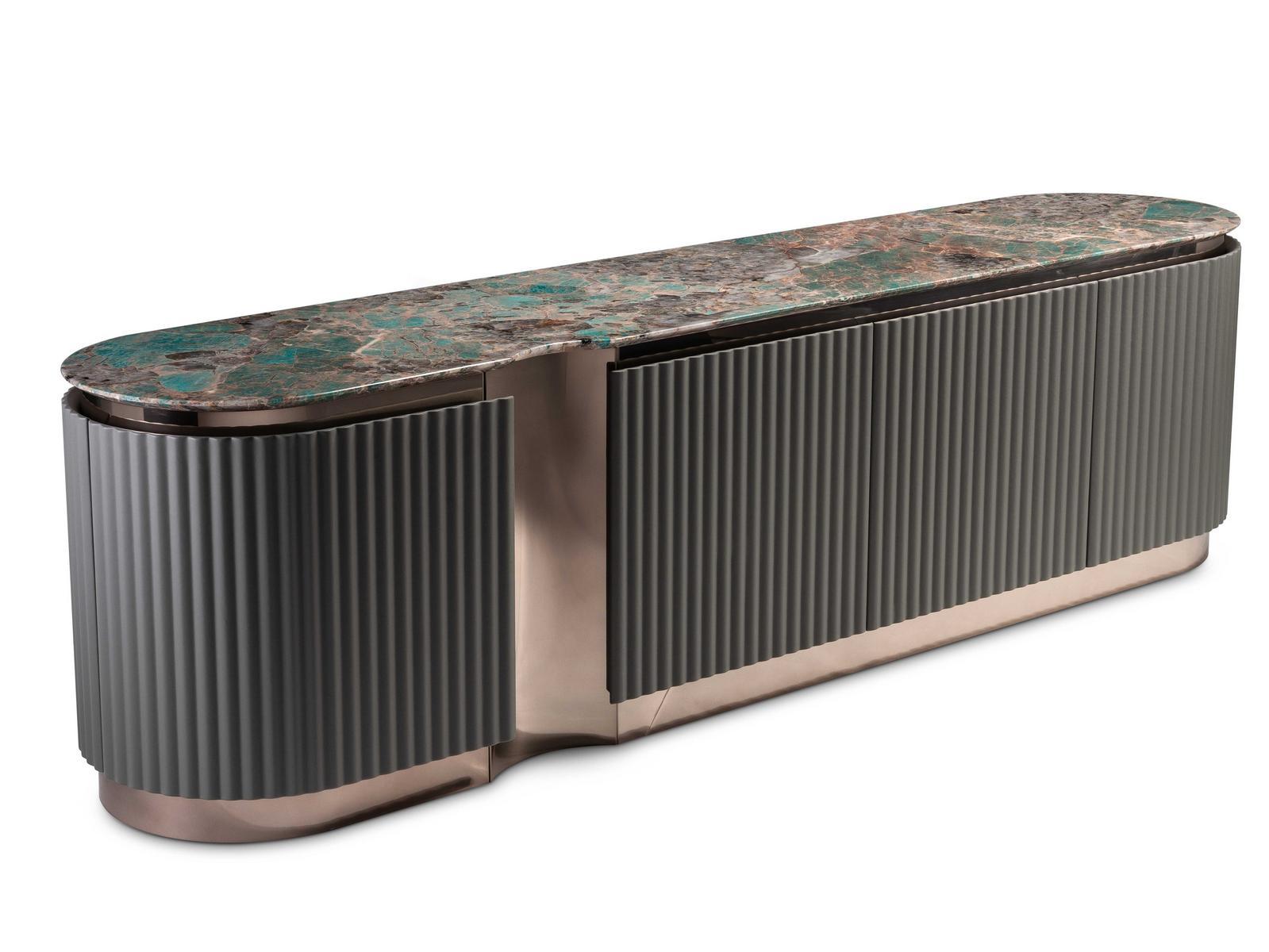 LEONARDO Steel and wood sideboard with doors