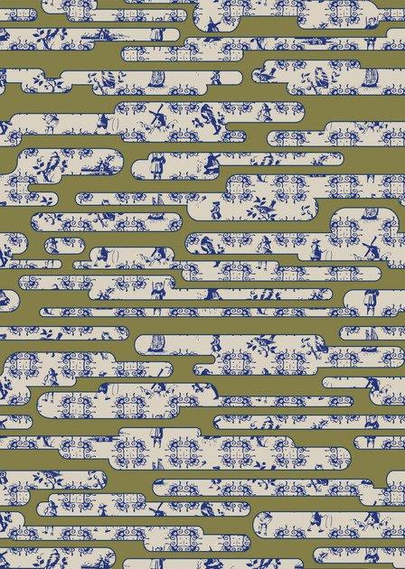 DUTCH SKY GOLD Patterned rectangular fabric rug