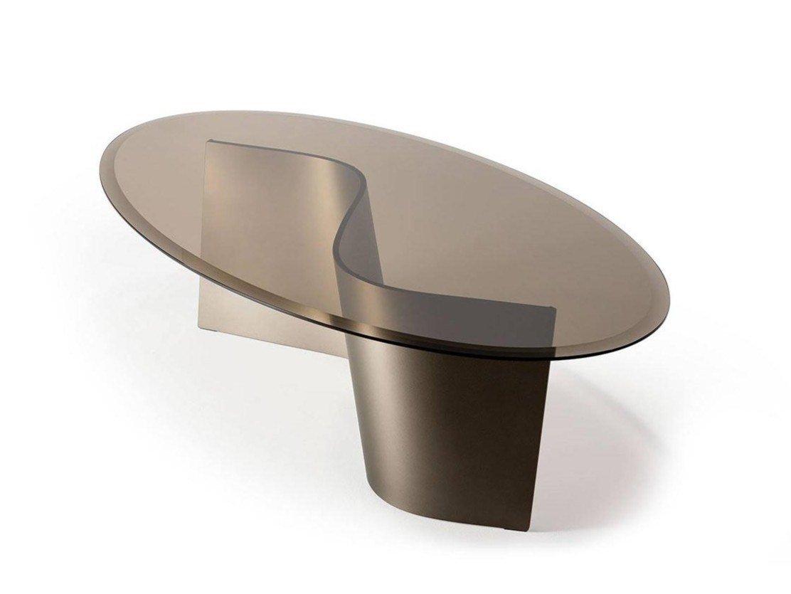 ESSE 40 Oval glass coffee table for living room
