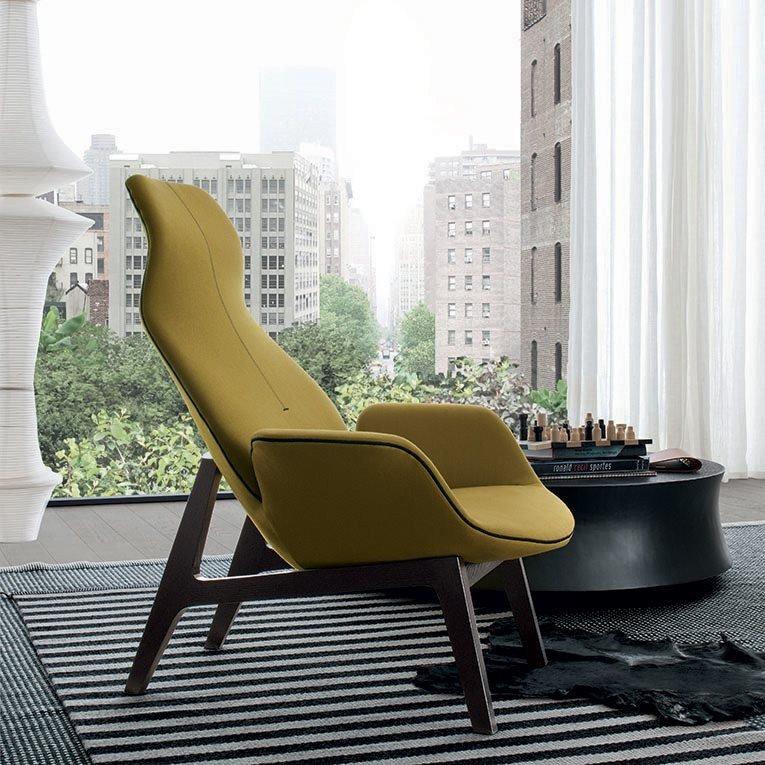 VENTURA LOUNGE Fabric armchair with headrest