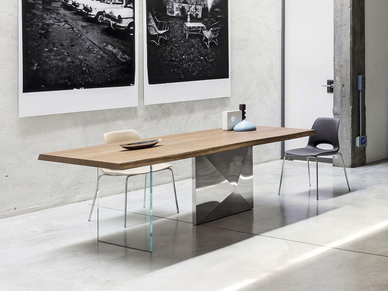 CUBRIC Rectangular steel and wood living room table