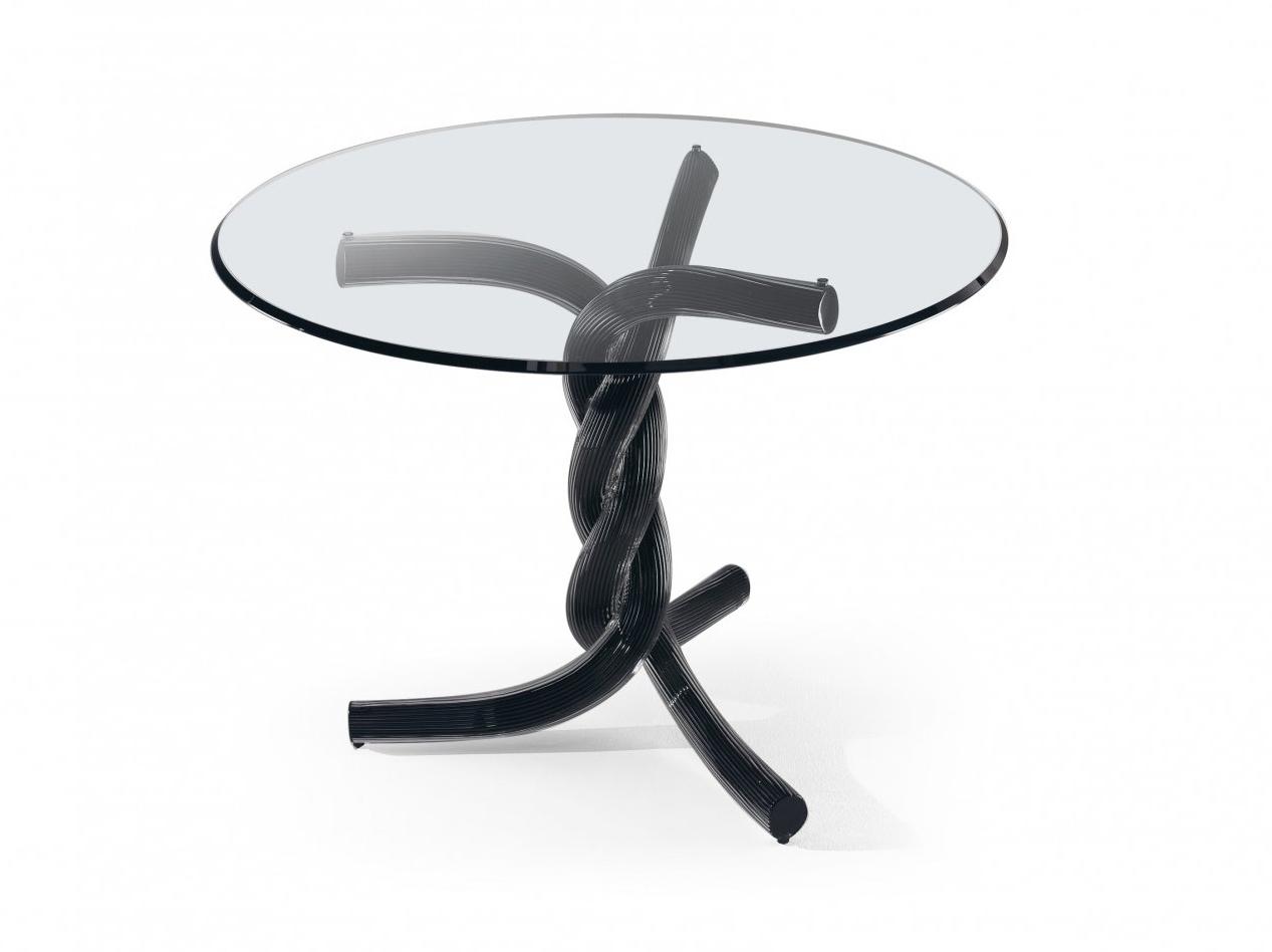 TORSADES Round glass dining table