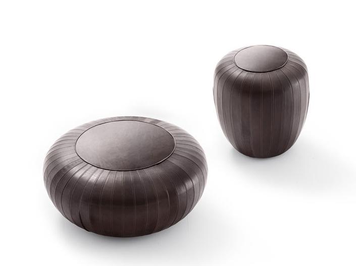 TOD Upholstered leather pouf