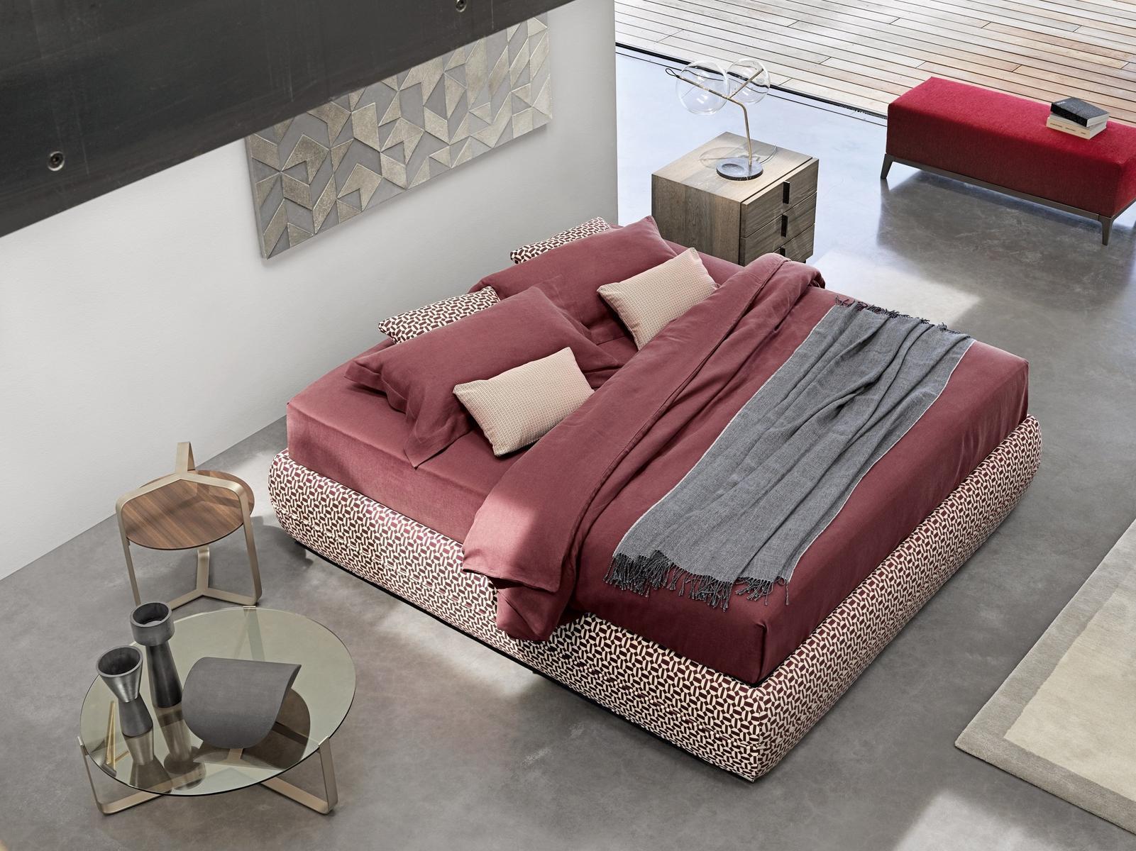 MANDARINE Upholstered fabric double bed