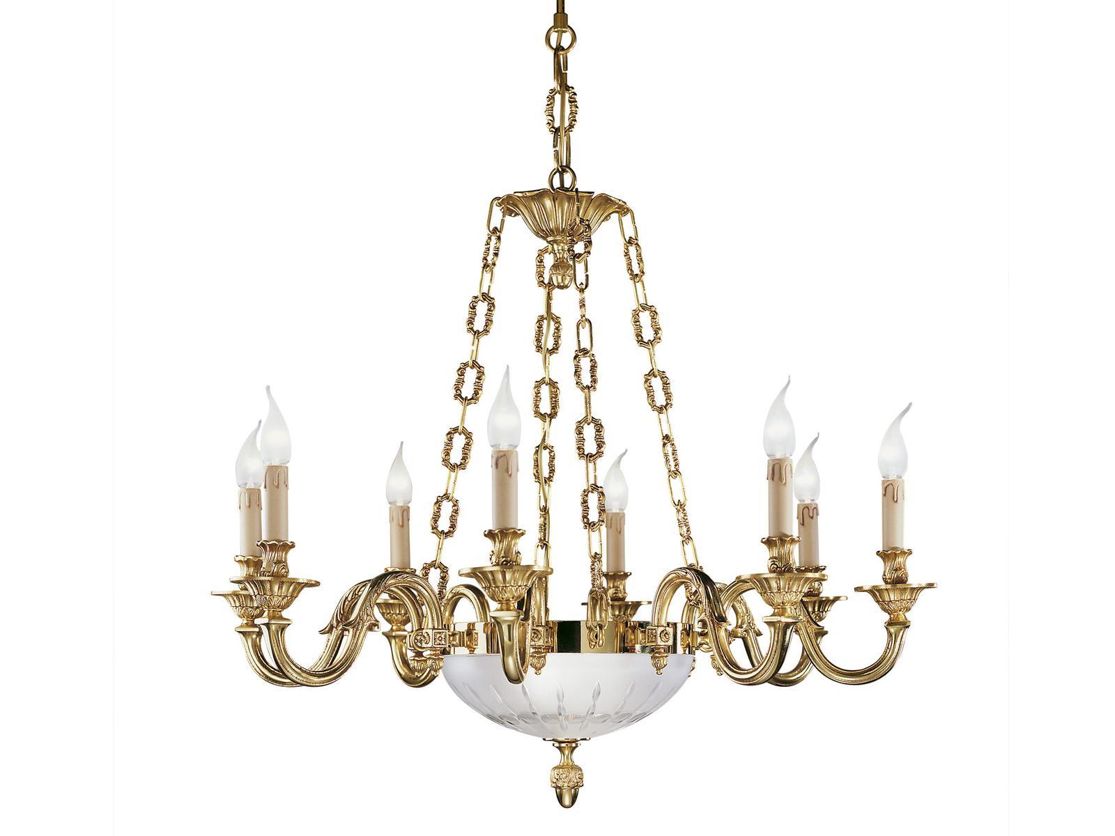 MEG 518/8+2 French gold chandelier with hand cut satin glass