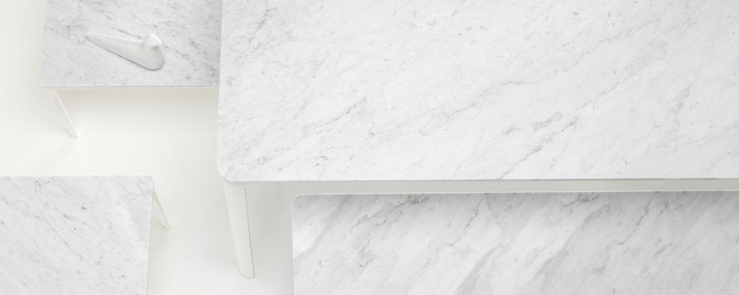 LTR Coffee table with Carrara marble top and steel base