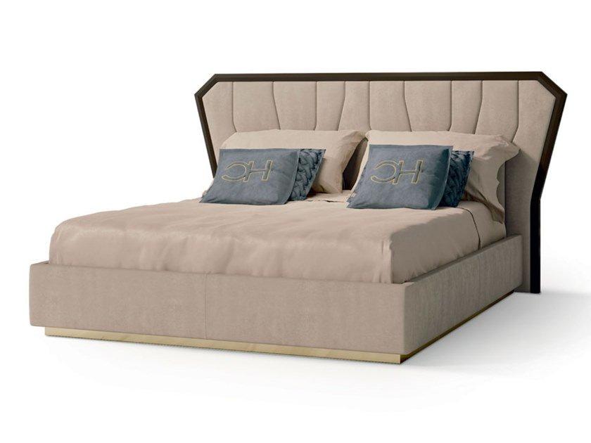 7599 Nabuk king size bed with upholstered headboard
