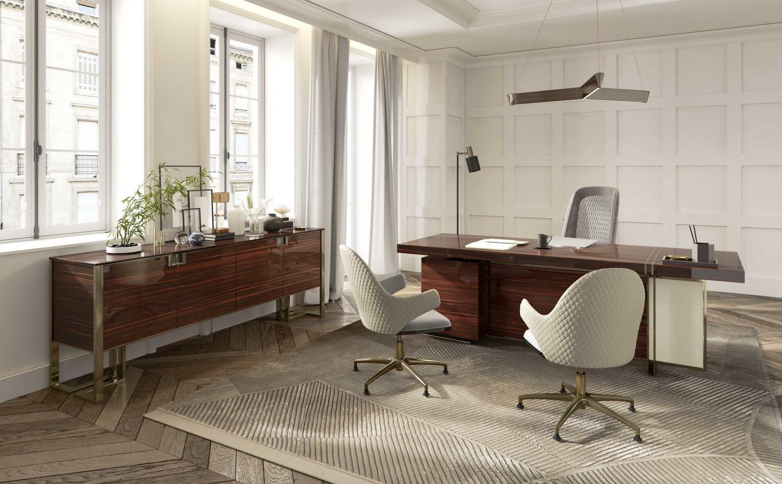 DIVA OFFICE XL Swivel leather executive chair with 5-spoke base