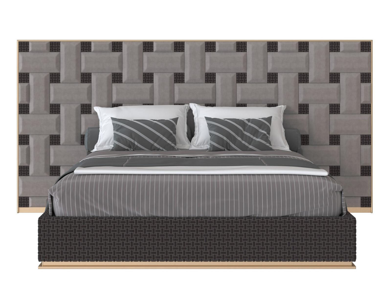 ROMEO Leather bed with high headboard