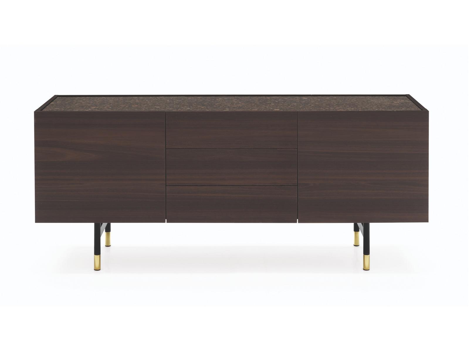 HORIZON Wood veneer sideboard with doors
