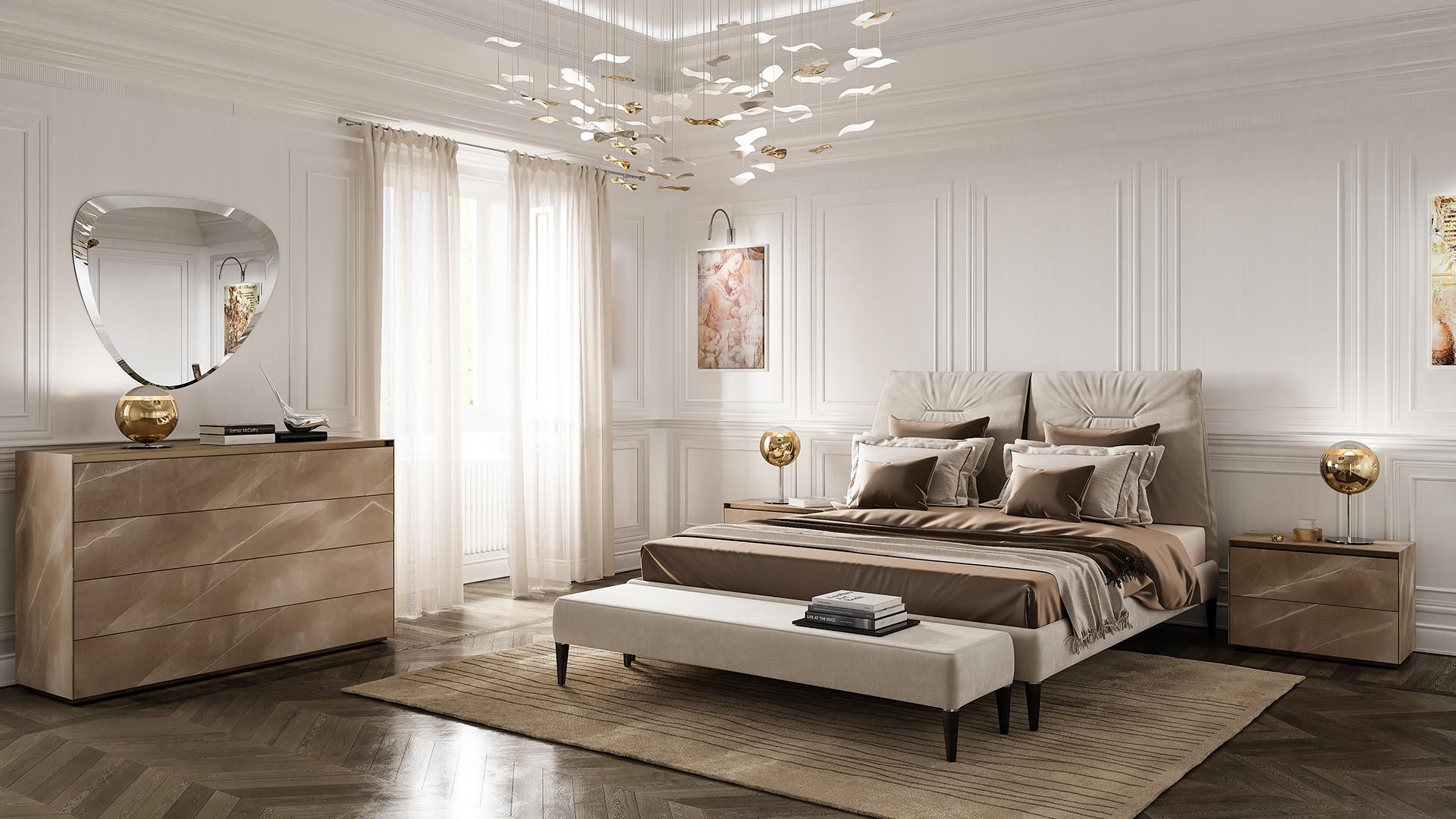 SOFT Leather bed with high headboard