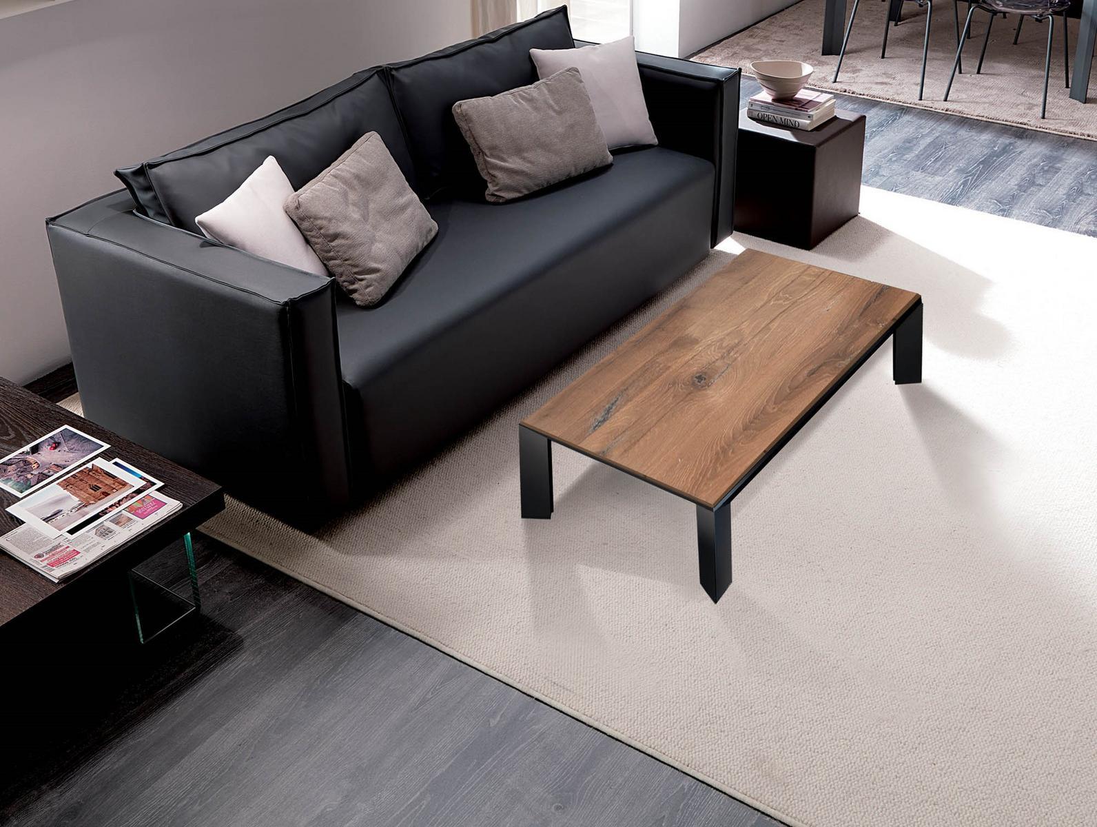 METRINO Height-adjustable aluminium and wood coffee table