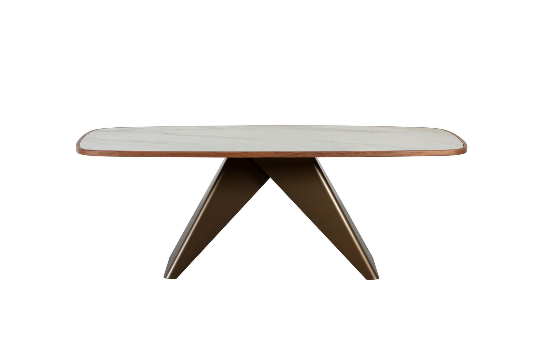 MAITRE Rectangular table in porcelain stoneware and steel base