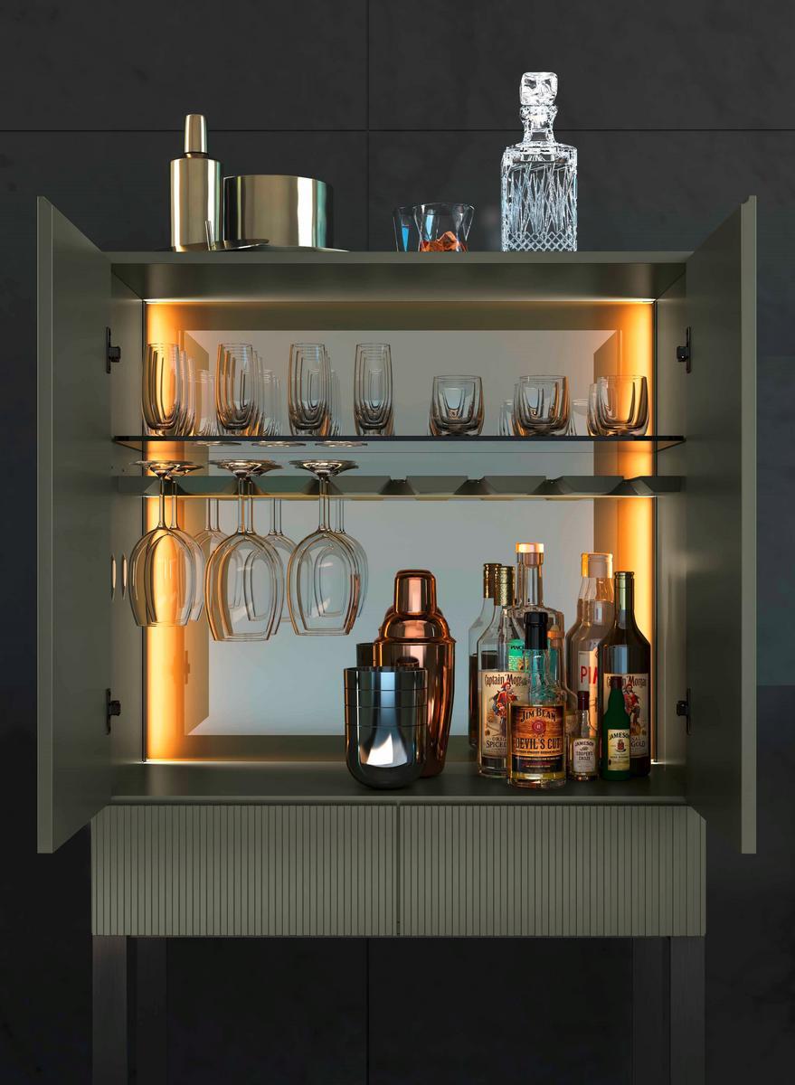AQUA Bar cabinet with integrated lighting