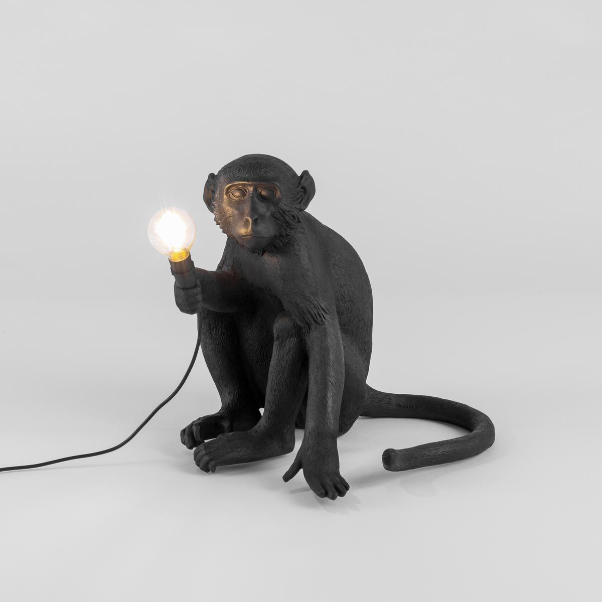 THE MONKEY LAMP BLACK SITTING LED resin floor lamp