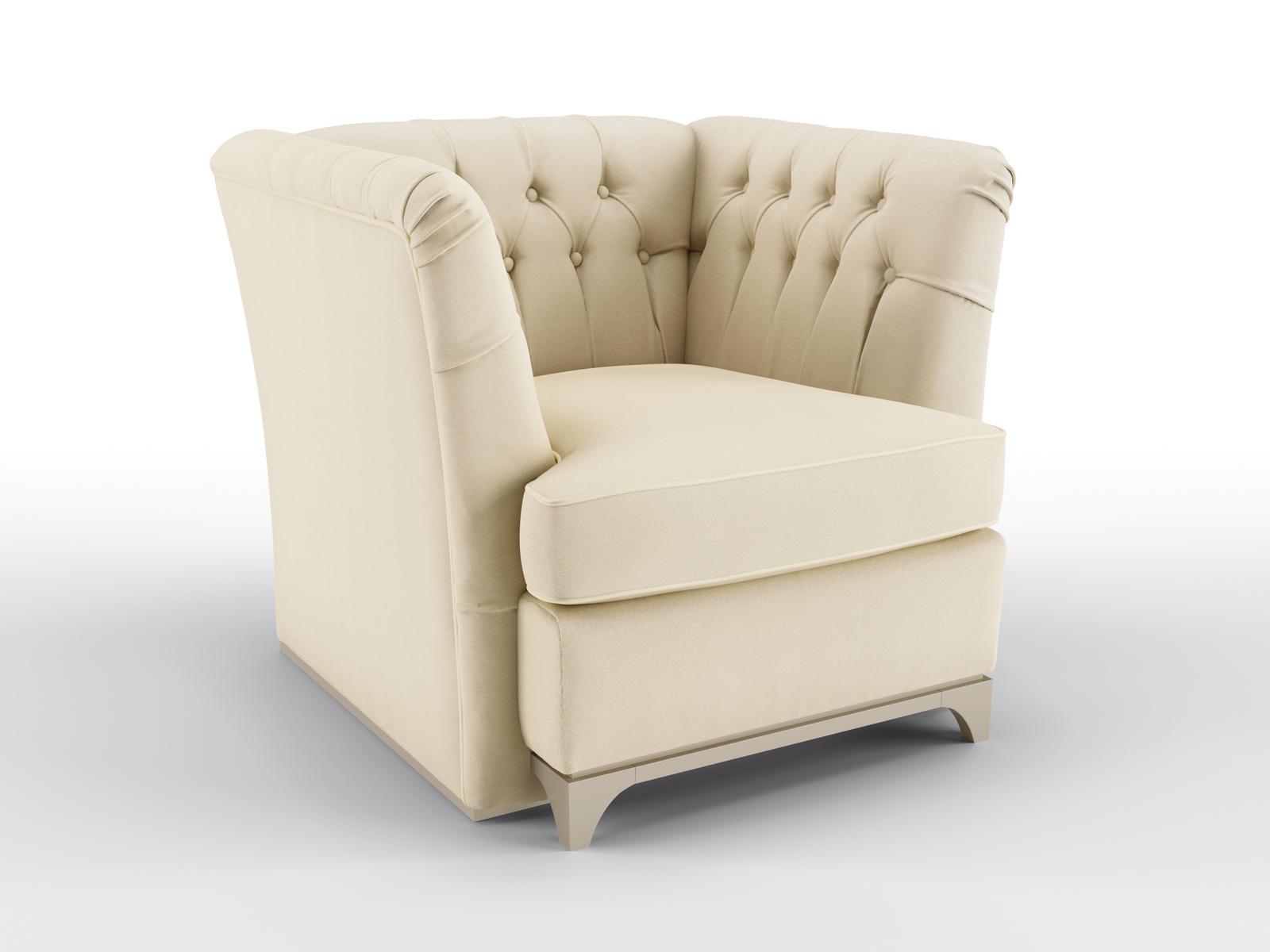DAVIS SMALL Tufted fabric armchair with armrests