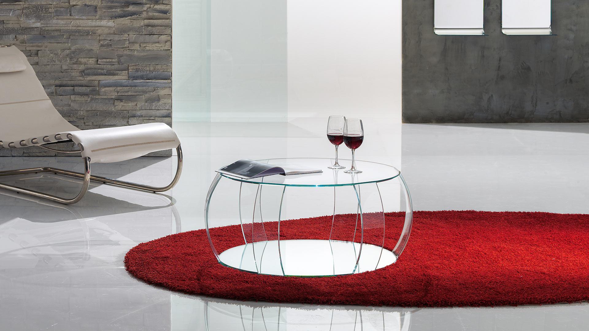 BARRIQUE Round glass coffee table for living room