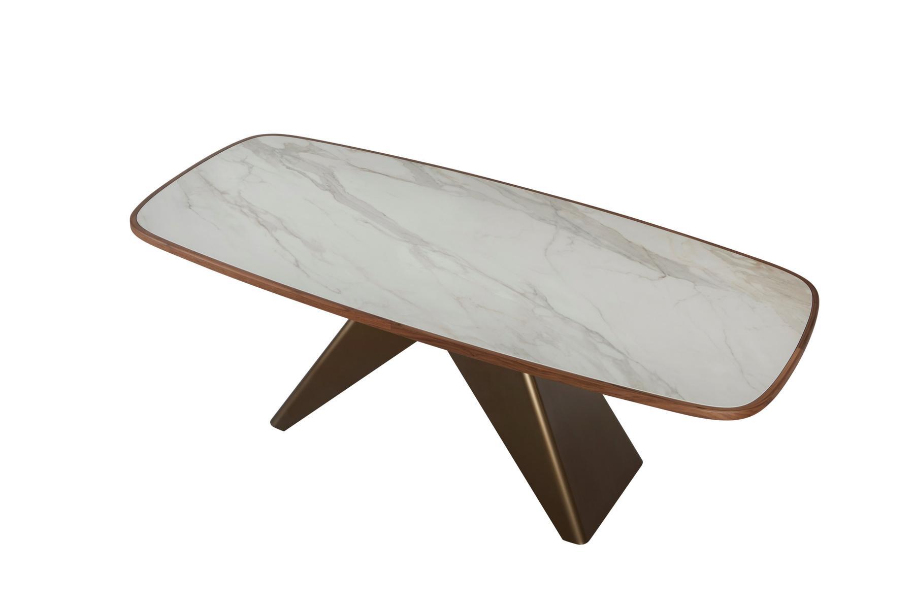 MAITRE Rectangular table in porcelain stoneware and steel base