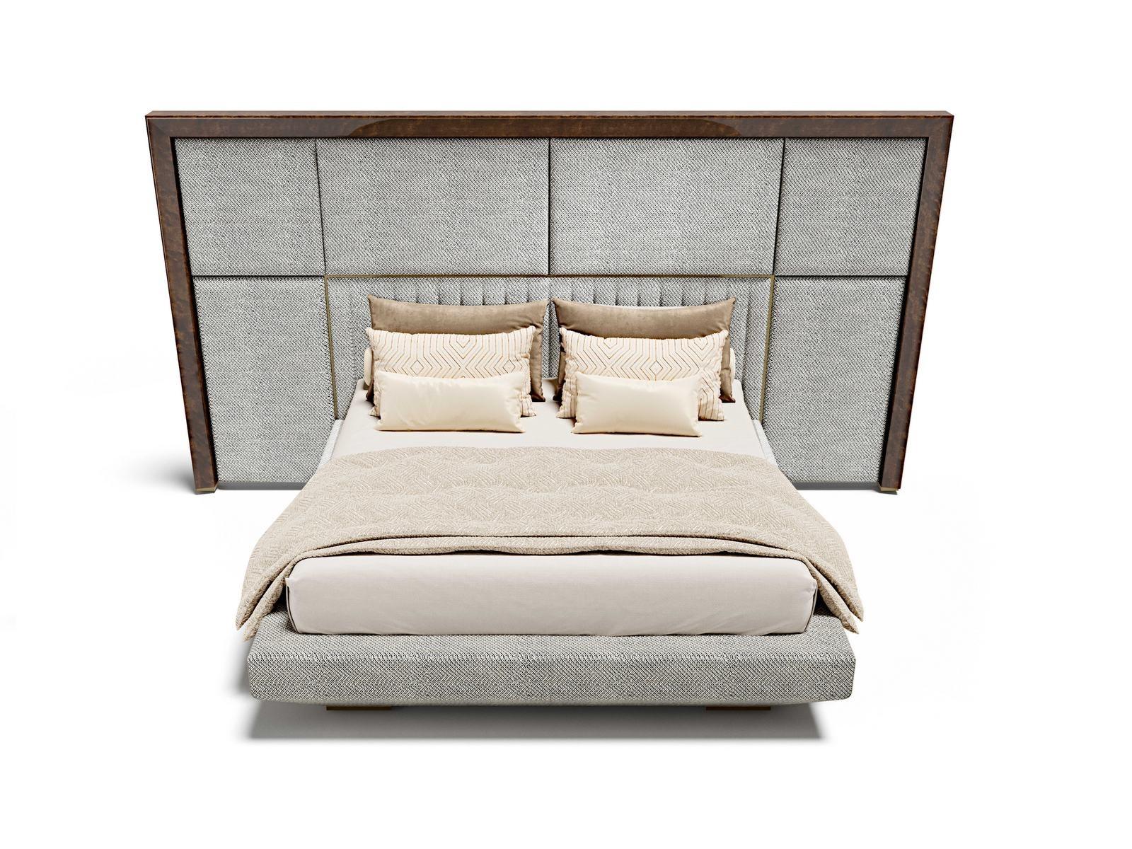 KIMERA Leather king size bed with high headboard
