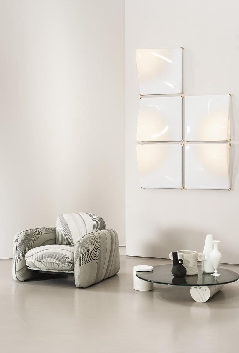 BRIGITTE Fabric armchair with armrests