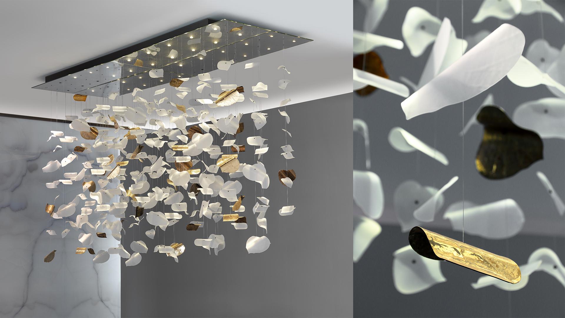 LEAF LED etched glass pendant lamp