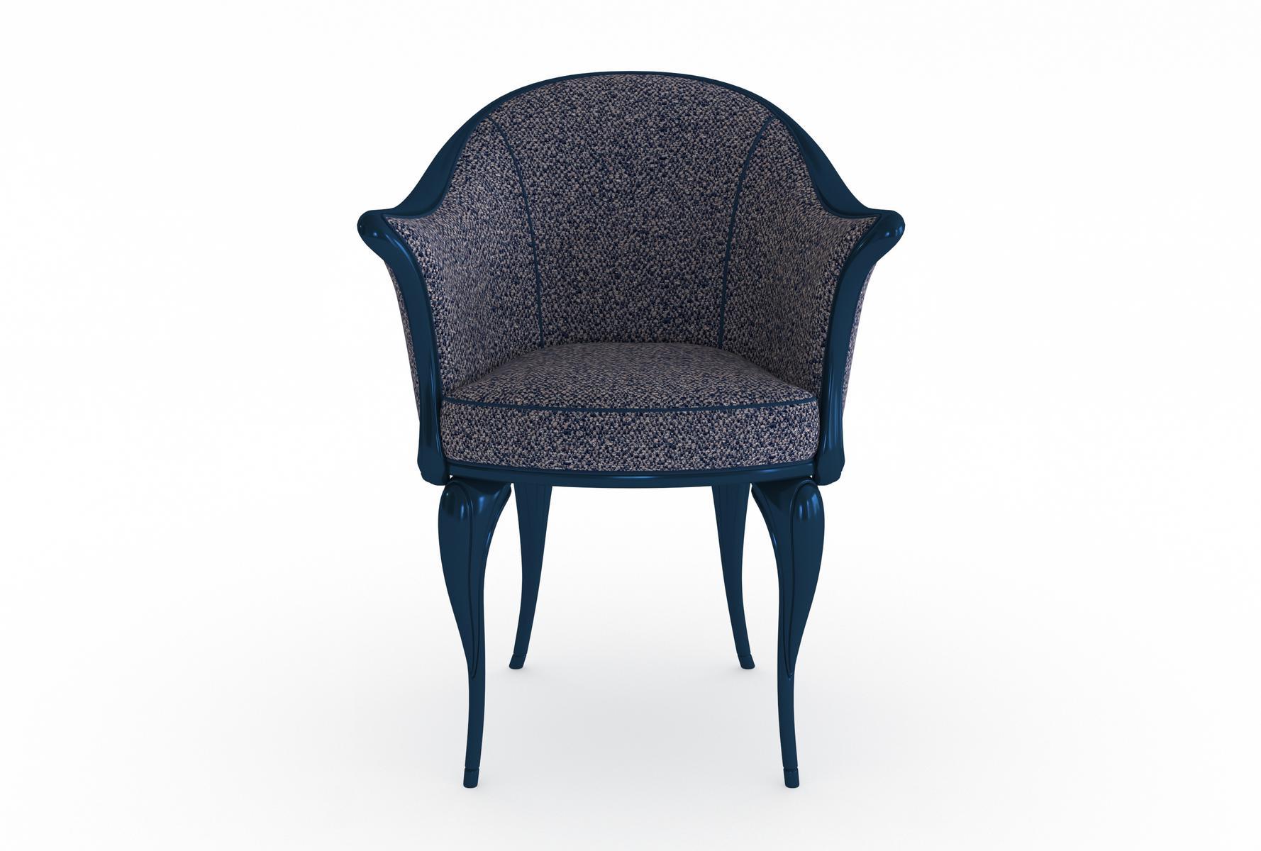 VANESIO Wooden and fabric chair with armrests