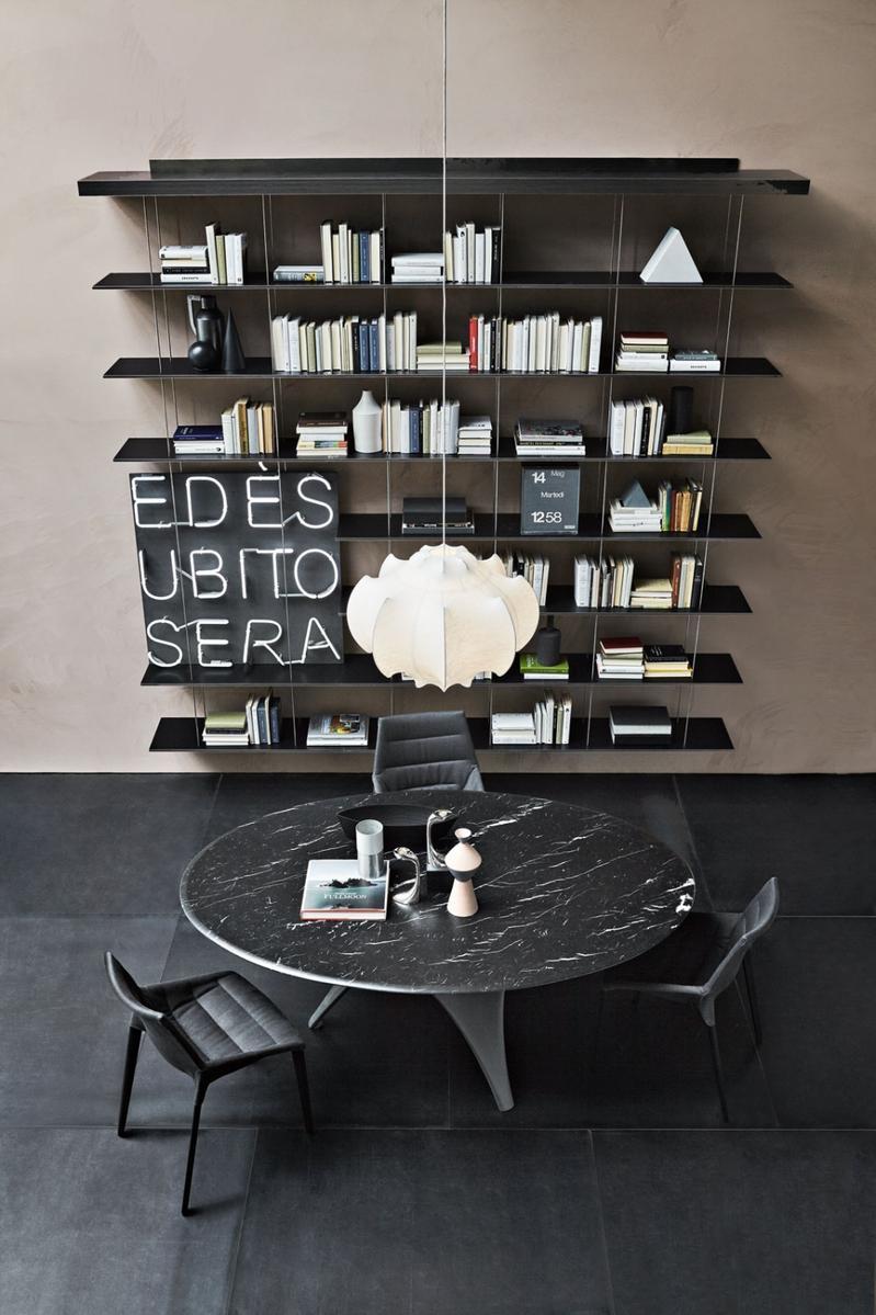 GRADUATE Floating steel and wood bookcase