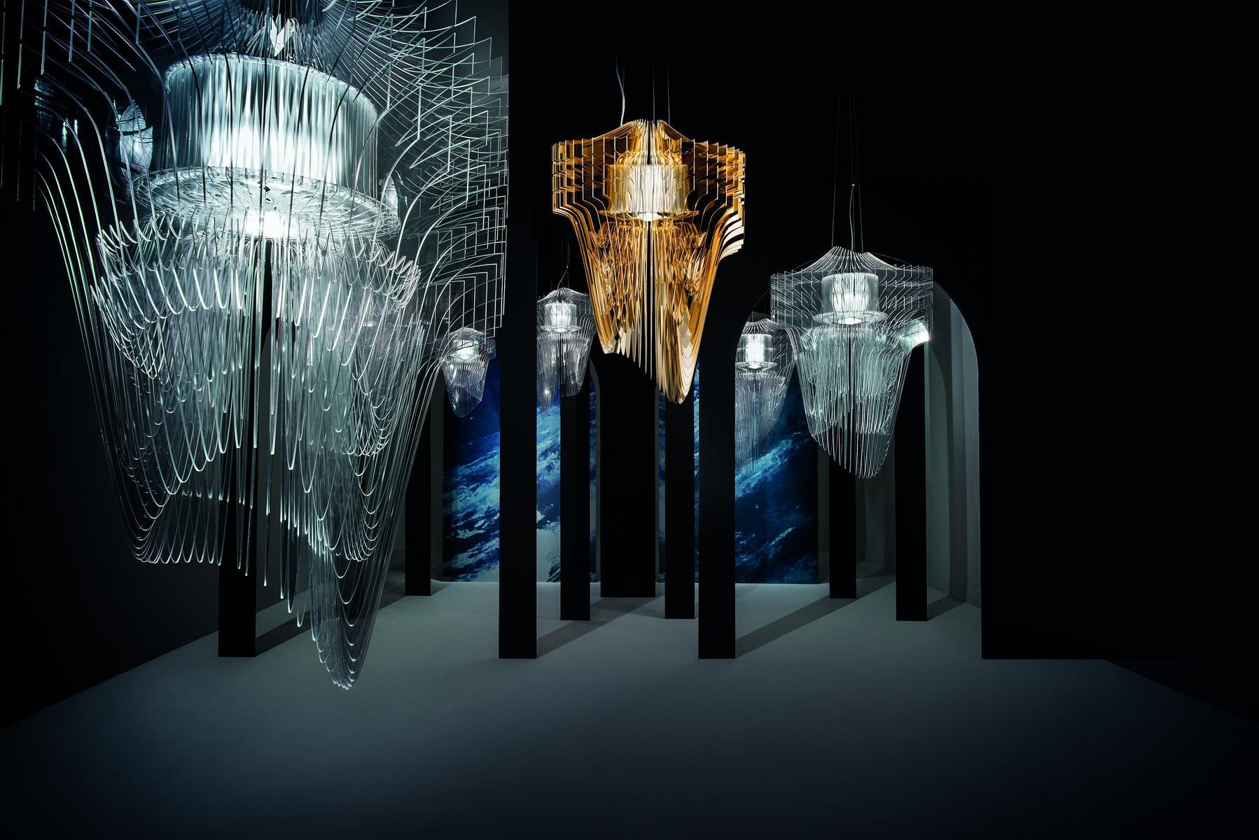 ARIA GOLD LED Lentiflex® and Cristalflex® pendant lamp