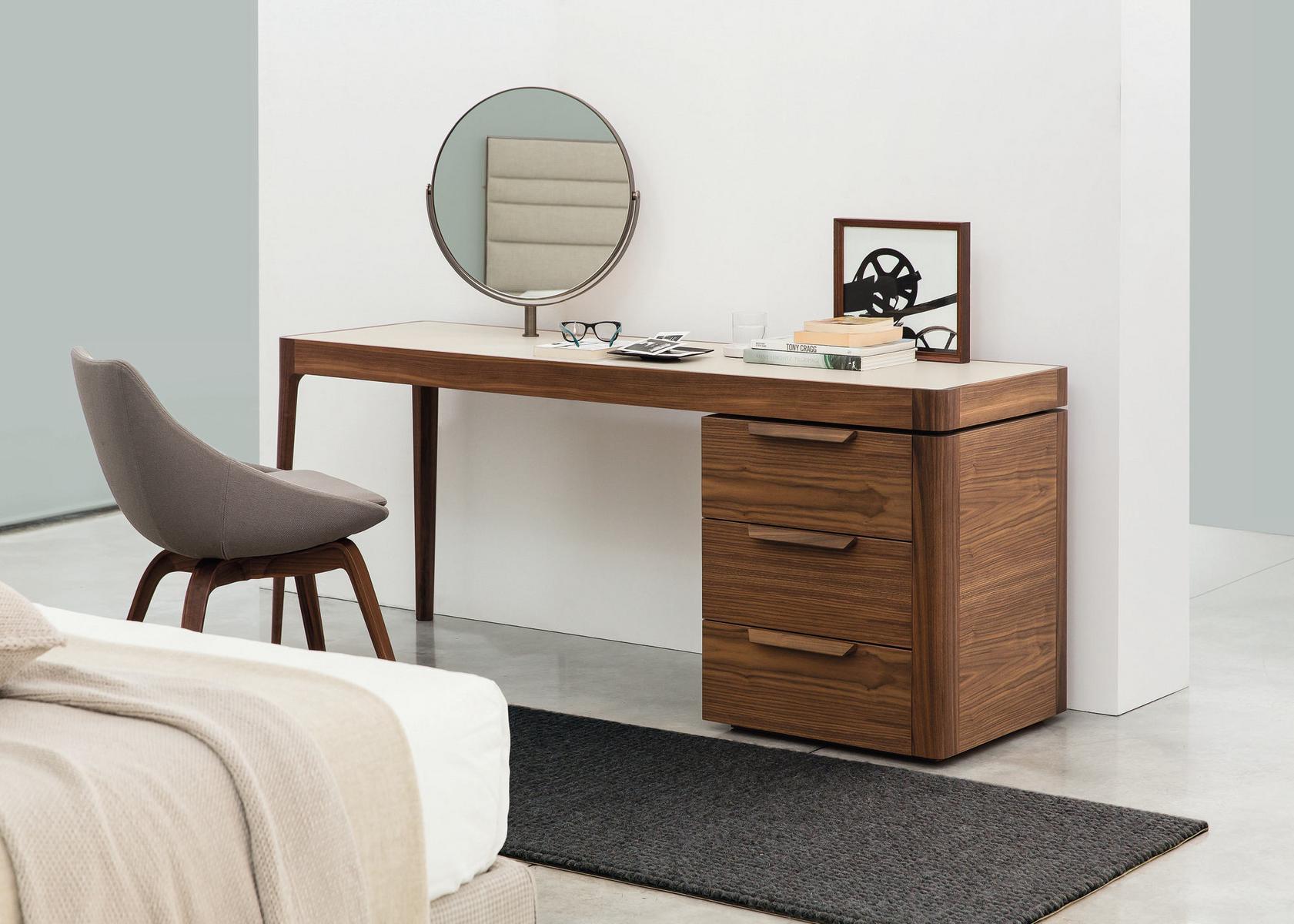 AFRODITE Walnut secretary desk with drawers