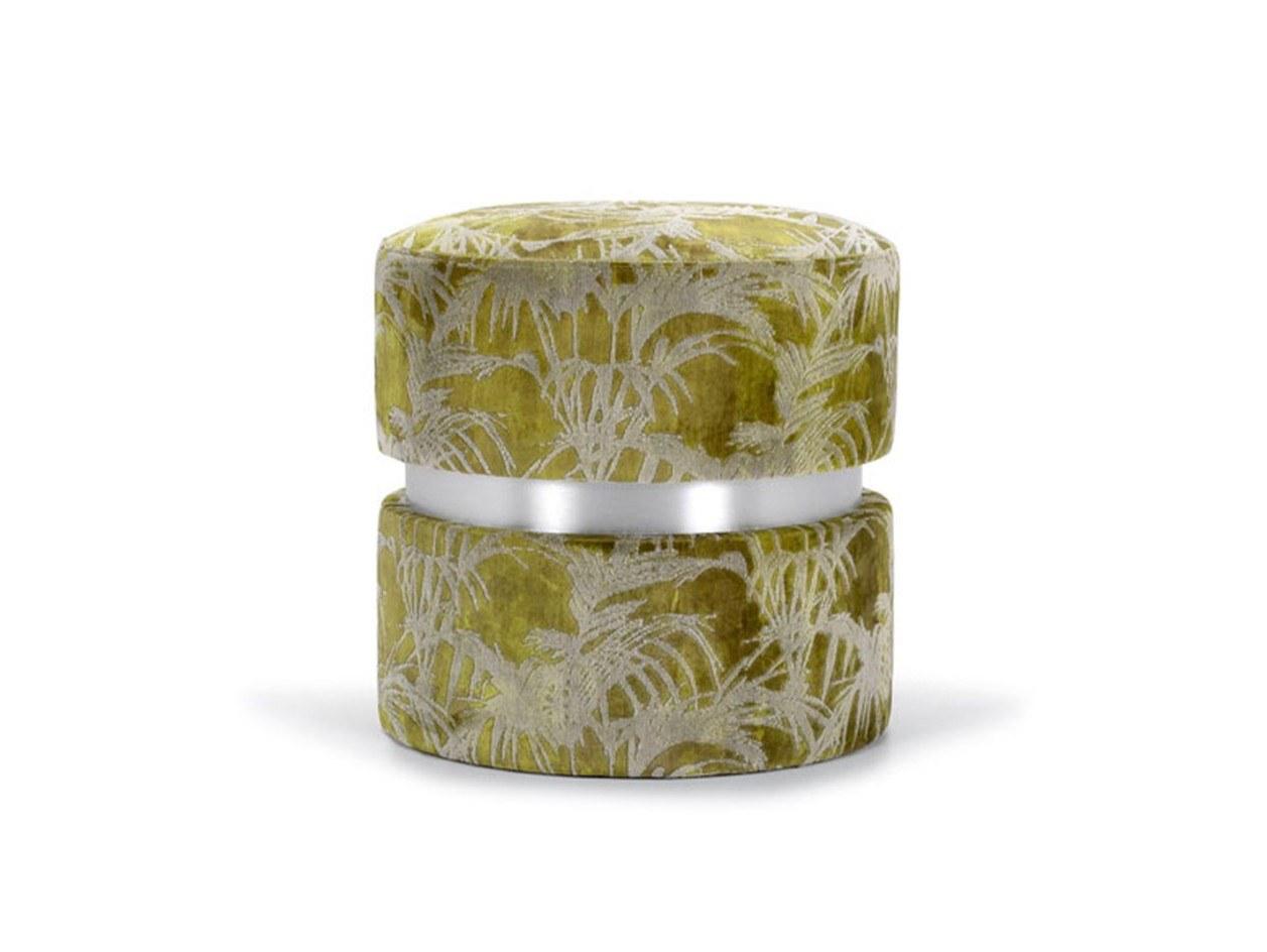 TARA Upholstered round fabric pouf