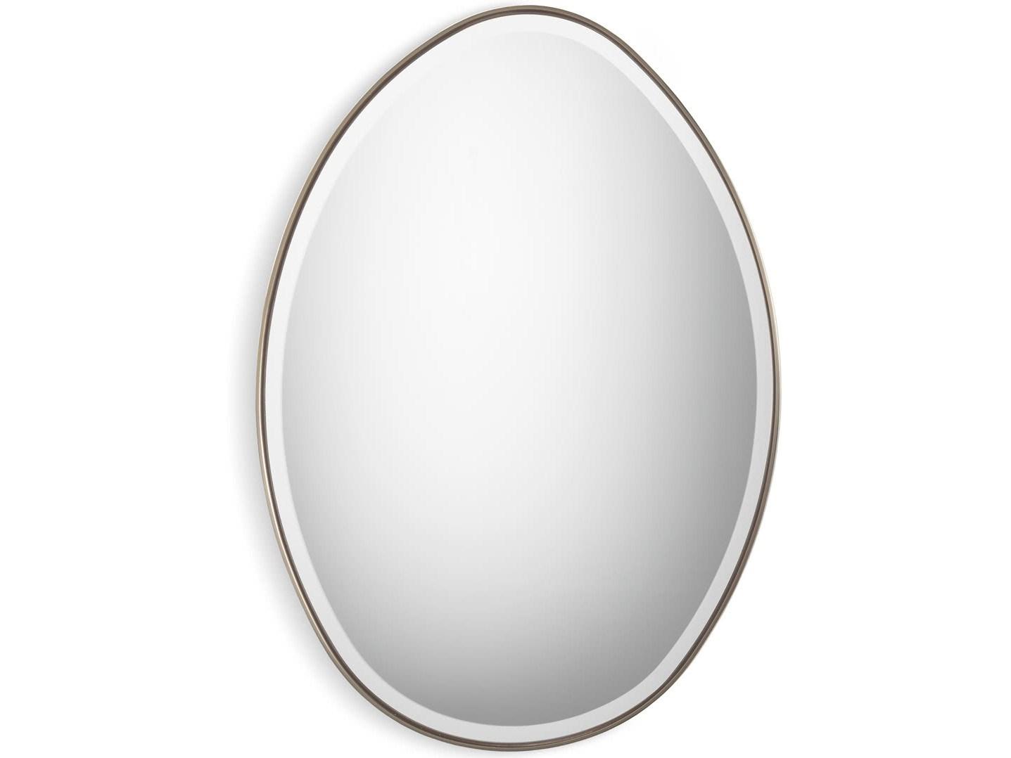 STONE Oval wall-mounted framed iron mirror