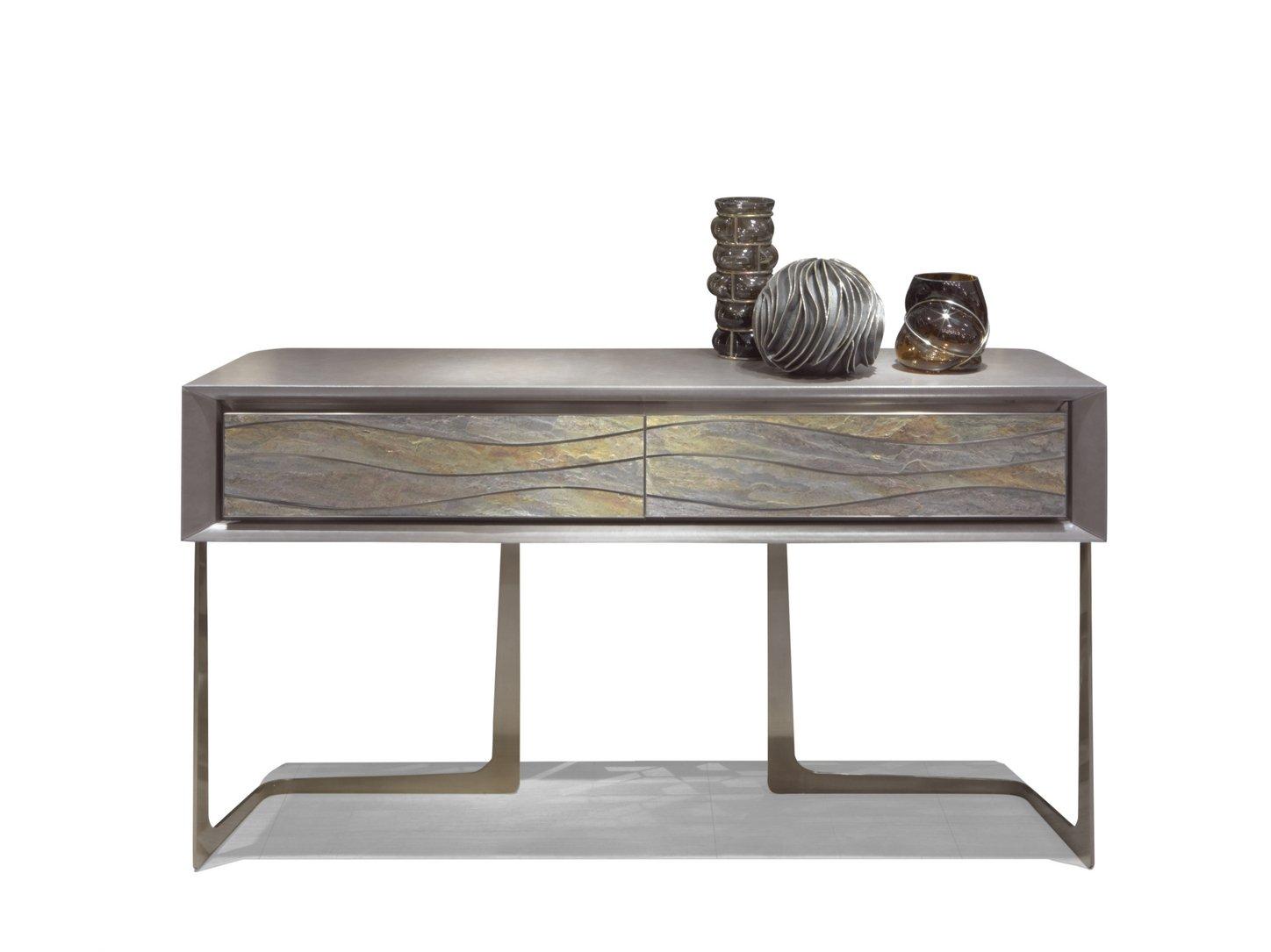 AZIMUT Rectangular metal console table with drawers