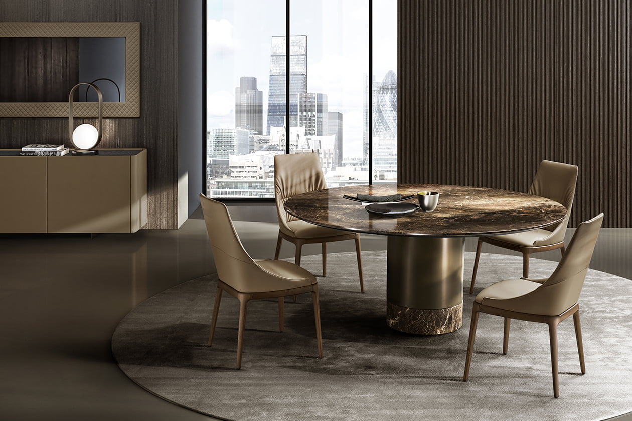 CILINDRO MARBLE Square stone table