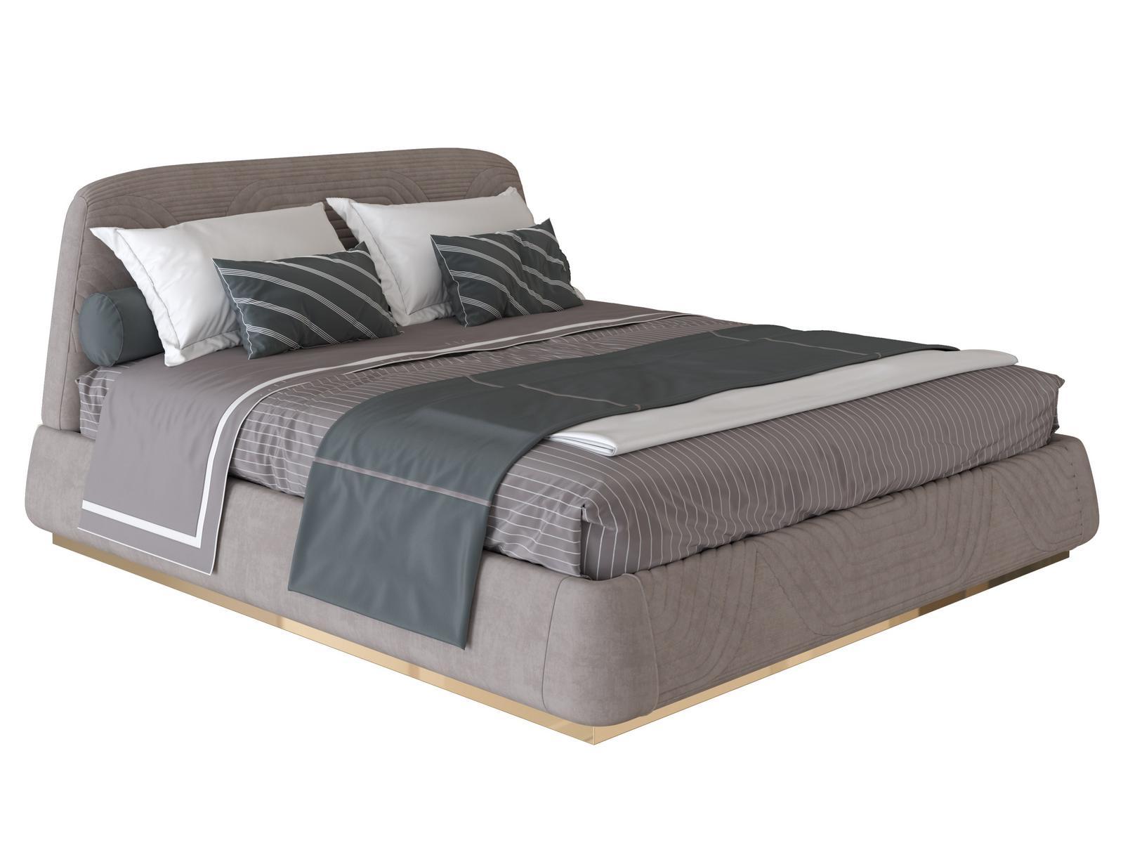 AURORA Nabuk bed with upholstered headboard