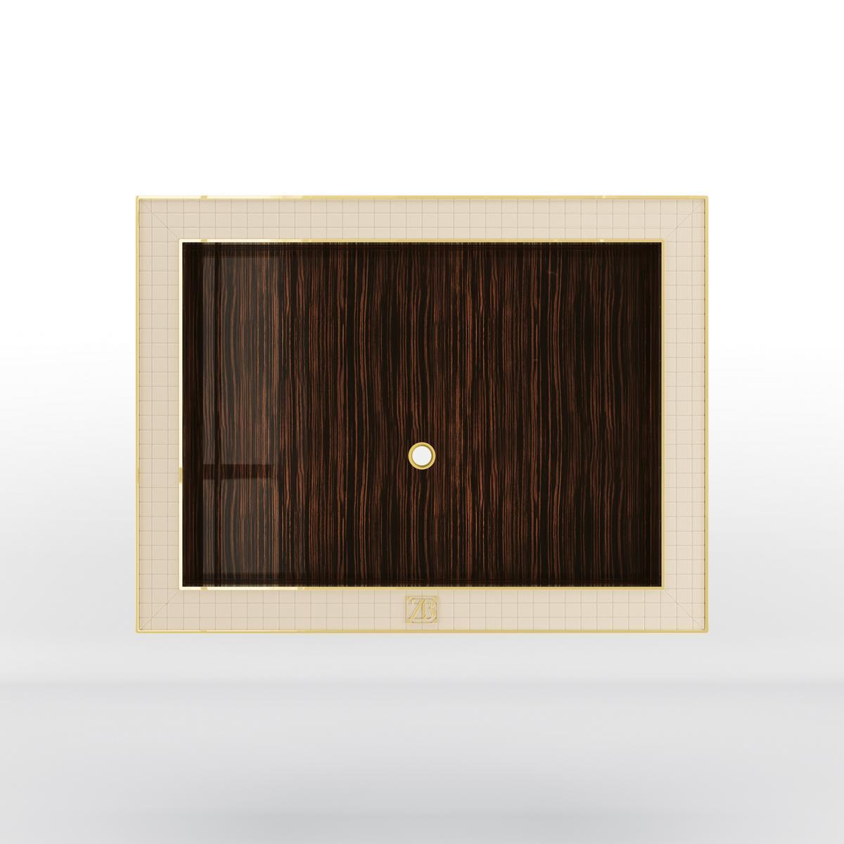 REMINGTON Wall-mounted TV cabinet in ebony and leather