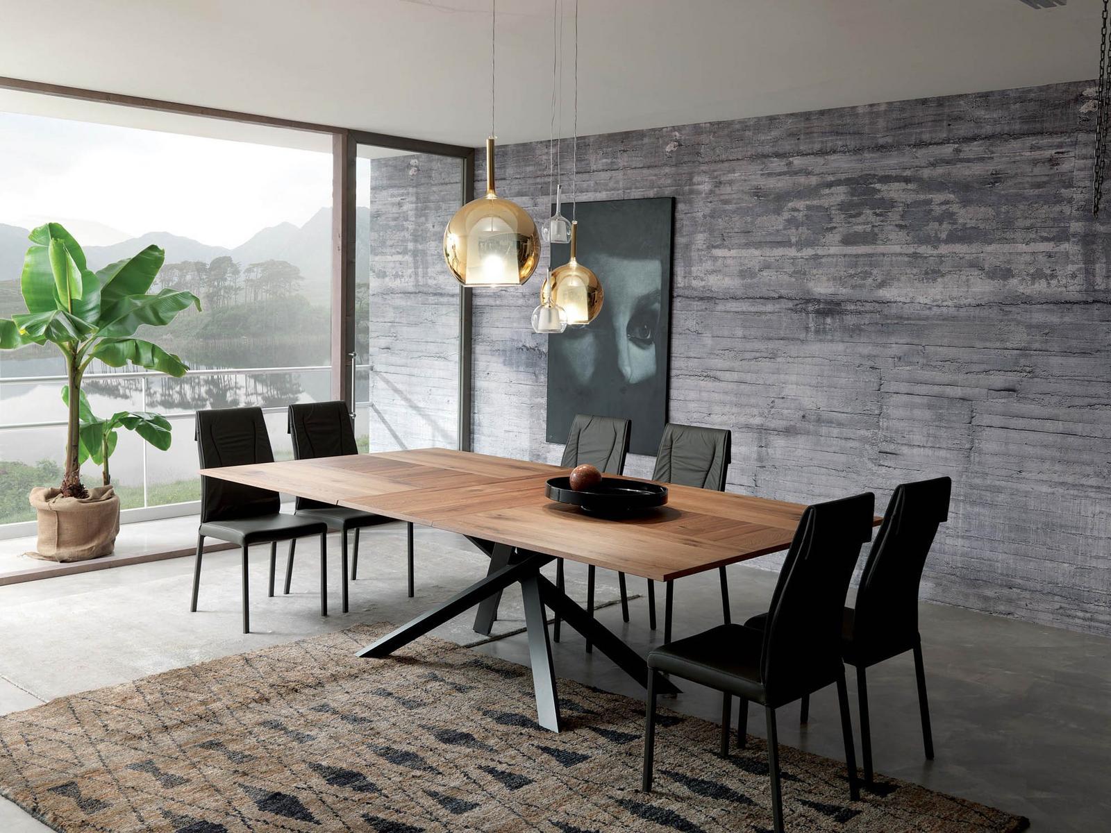 4X4 Extending rectangular steel and wood table