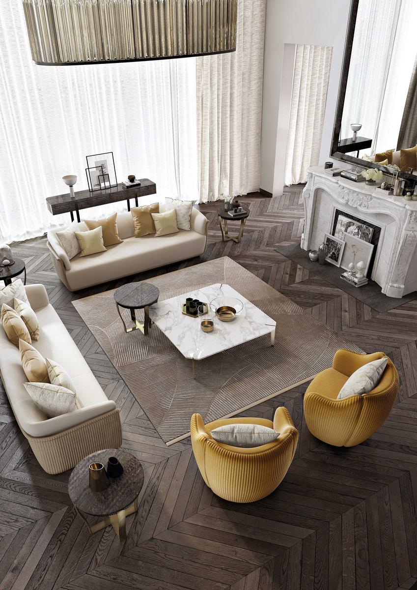 ARISTO L Round steel and wood coffee table