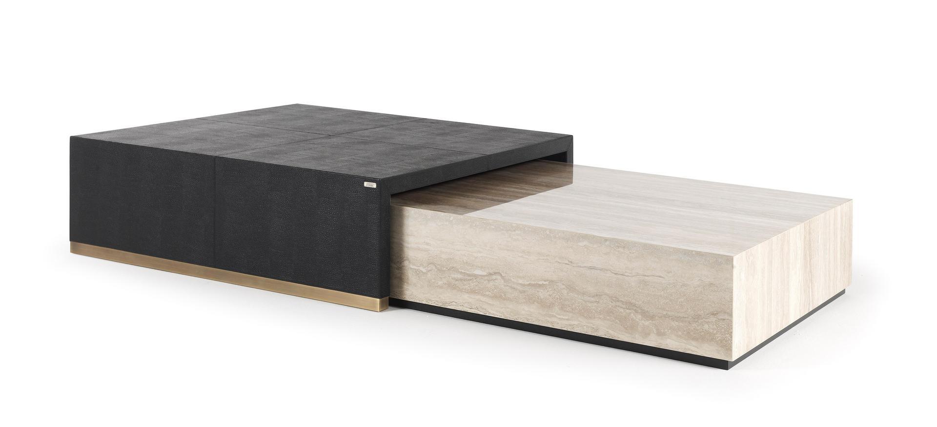 KAY Rectangular leather coffee table